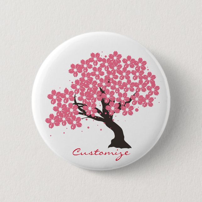 Japanese Sakura Cherry Blossoms Thunder_Cove Button (Front)