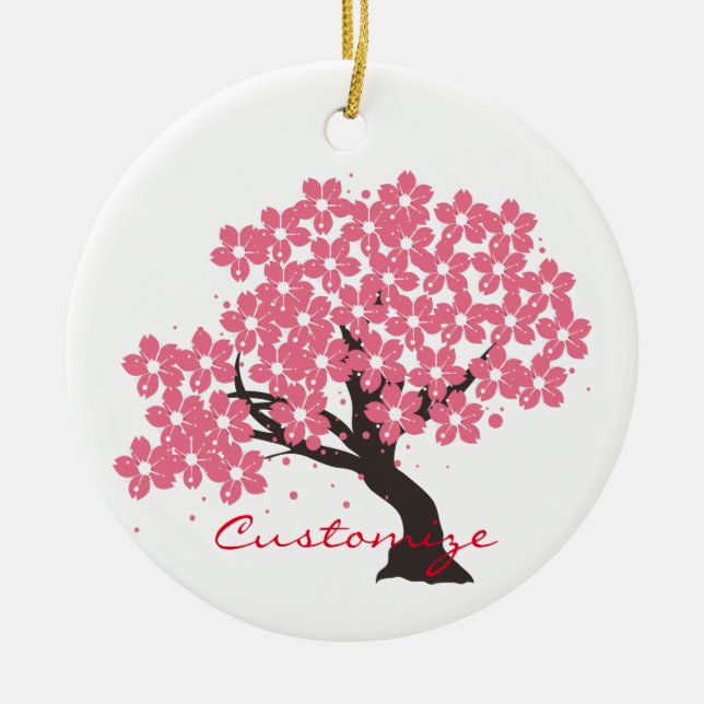 Japanese Sakura Cherry Blossoms Thunder_Cove Ceramic Ornament (Front)