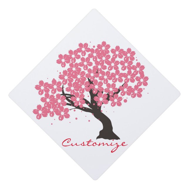 Japanese Sakura Cherry Blossoms Thunder_Cove Graduation Cap Topper (Front)