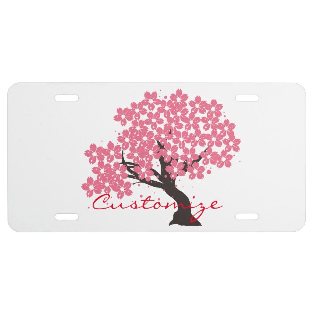 Japanese Sakura Cherry Blossoms Thunder_Cove License Plate (Front)