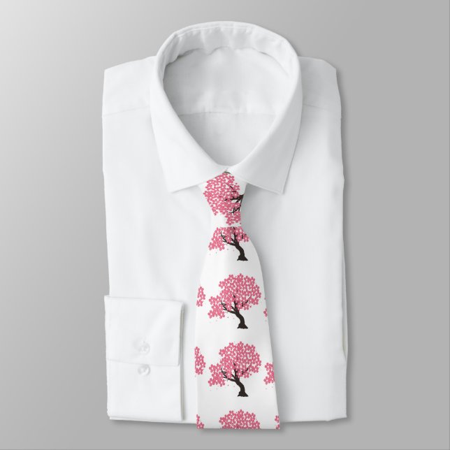 Japanese Sakura Cherry Blossoms Thunder_Cove Neck Tie (Tied)