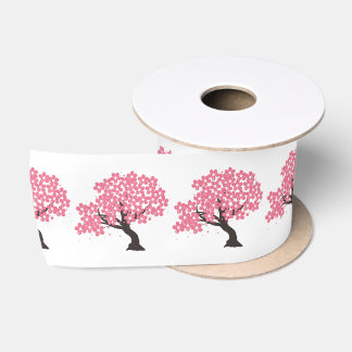 Japanese Sakura Cherry Blossoms Thunder_Cove Satin Ribbon
