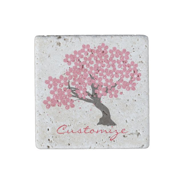 Japanese Sakura Cherry Blossoms Thunder_Cove Stone Magnet (Front)
