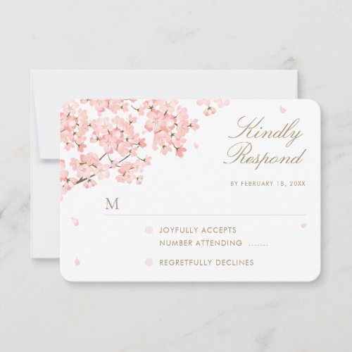 Japanese Sakura Cherry Blossoms Wedding RSVP Card