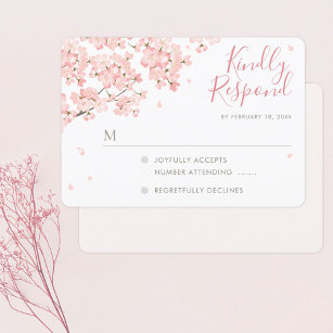 Japanese Sakura Cherry Blossoms Wedding RSVP Cards