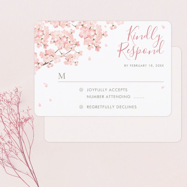 Japanese Sakura Cherry Blossoms Wedding RSVP Cards (Creator Uploaded)