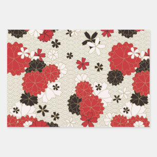 Japanese Sakura Design Traditional Seamless Wrappi Wrapping Paper Sheets