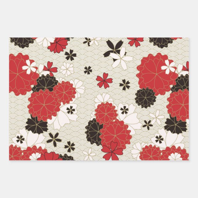 Japanese Sakura Design Traditional Seamless Wrappi Wrapping Paper Sheets (Front 2)