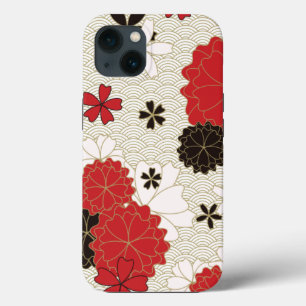 Japanese Sakura Elegant Floral Pattern iPhone 13 Case