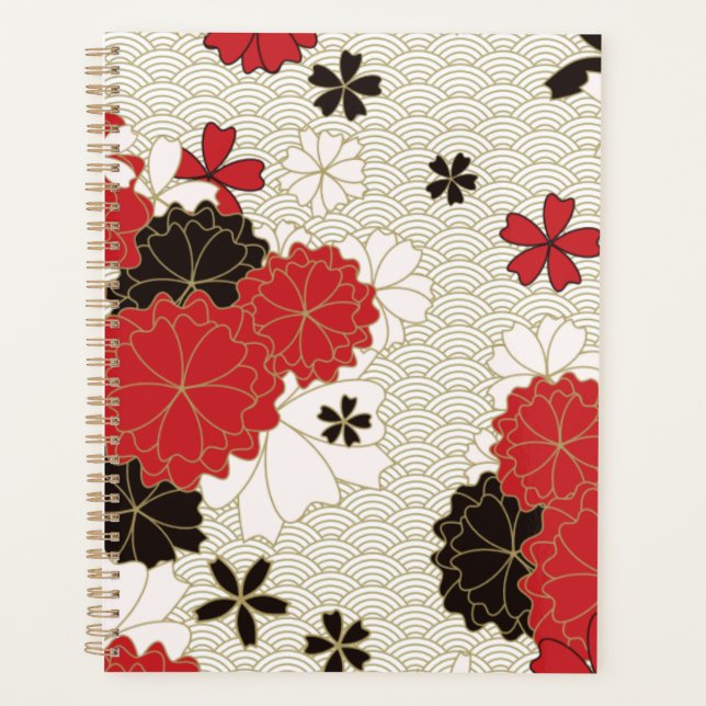 Japanese Sakura Elegant Floral Pattern Planner (Front)