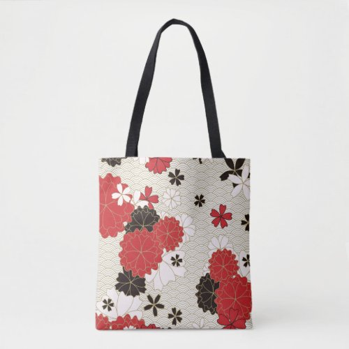 Japanese Sakura Elegant Floral Pattern Tote Bag