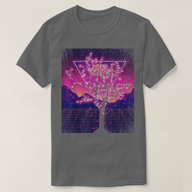 Japanese Sakura Flower Blossom 90s Vaporwave Cherr T-Shirt (Design Front)