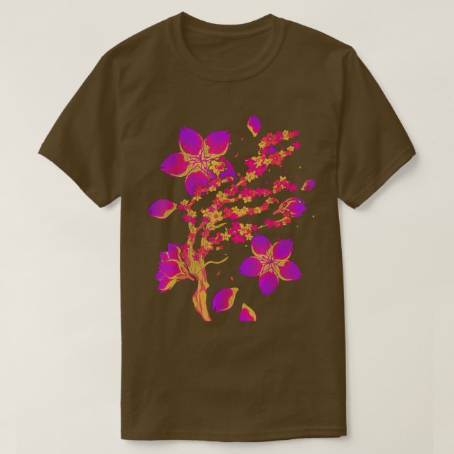 Japanese Sakura Flower Retro 90s Vaporwave Cherry  T-Shirt (Design Front)