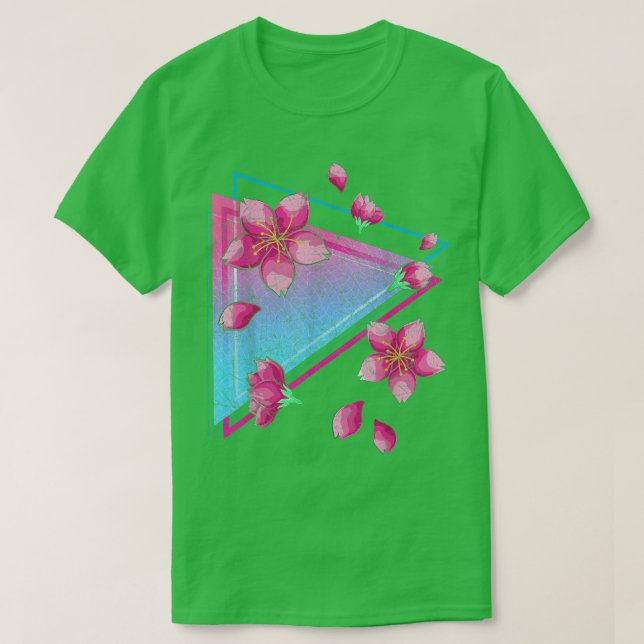 Japanese Sakura Flower Vaporwave Aesthetic Cherry  T-Shirt (Design Front)