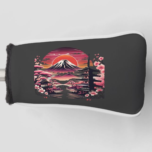 Japanese Sakura Garden Mount Fuji Cherry Blossom Golf Head Cover (Front)