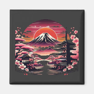 Japanese Sakura Garden Mount Fuji Cherry Blossom Magnet