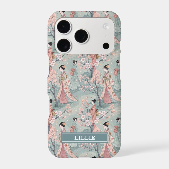 Japanese Sakura Geisha Pattern Monogrammed Case- Case-Mate iPhone Case (Back)