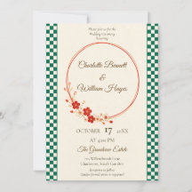 Japanese Sakura Ichimatsu Wedding Invitation