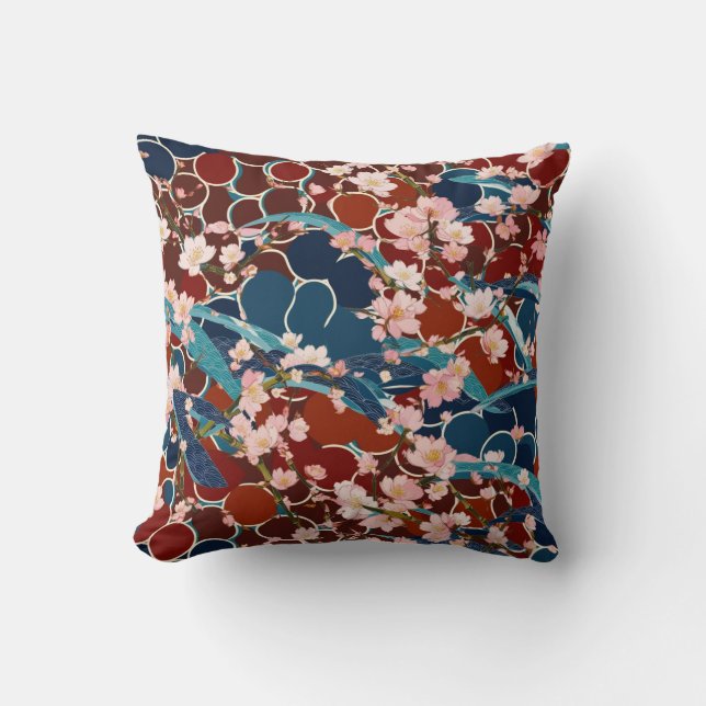 japanese Sakura-koi-Asnoha- Throw Pillow (Front)