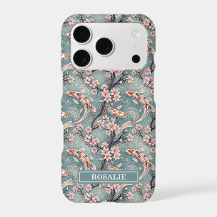 Japanese Sakura Koi Fish Print Monogrammed Case- iPhone 17 Pro Case