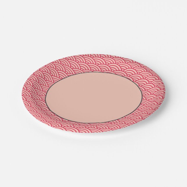 Japanese Sakura Koinobori Fish Scale Pattern Paper Paper Plates (Angled)