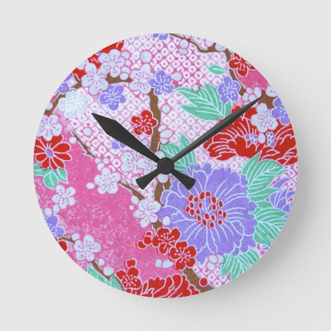 Japanese Sakura Pattern Clock (Front)