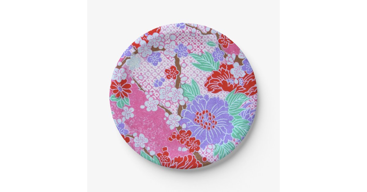 Japanese Sakura Pattern Paper Plates Zazzle