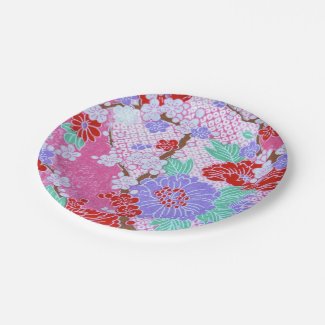 Japanese Sakura Pattern Paper Plates