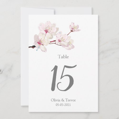 Japanese Sakura Pink Cherry Blossom Table Numbers