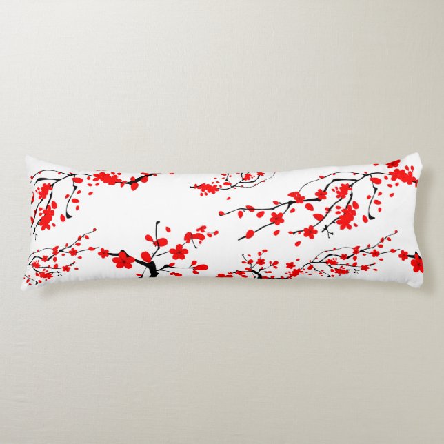 Japanese,Sakura tree,cherry blossom,floral art     Body Pillow (Front)