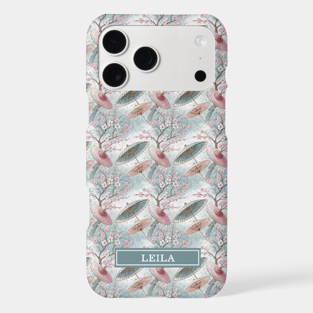 Japanese Sakura Umbrella Pattern Monogrammed Case-Mate iPhone Case (Back)