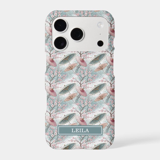 Japanese Sakura Umbrella Pattern Monogrammed Case-Mate iPhone Case (Back)