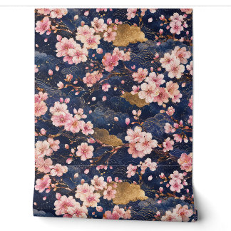 Japanese Sakura Watercolor Pattern | Elegant Cherr Wallpaper