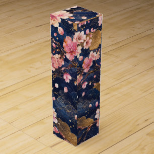 Japanese Sakura Watercolor Pattern Elegant Cherr Wine Box