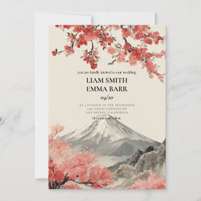 Japanese Sakura Wedding Invitation (Front)