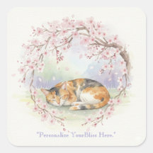 Japanese Sakura & Zen Cats Watercolor