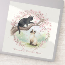 Japanese Sakura & Zen Cats Watercolor