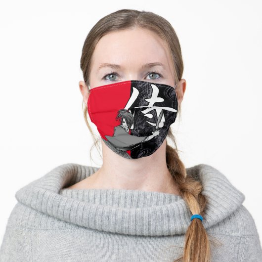 Japanese samurai boy Cloth Face Mask (Worn)