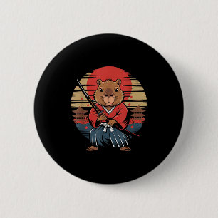 Japanese Samurai Capybara  Button
