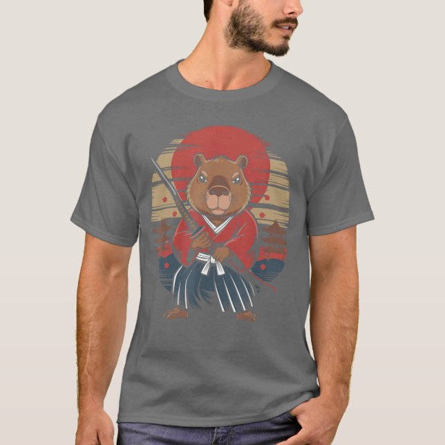 Japanese Samurai Capybara funny T-Shirt (Front)