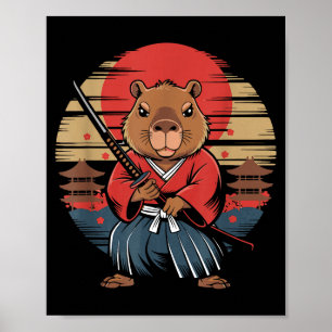 Japanese Samurai Capybara Poster