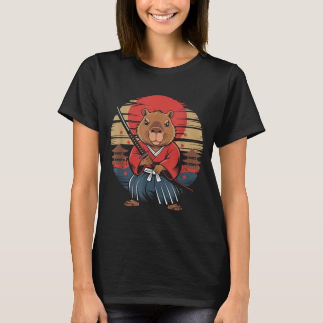 Japanese Samurai Capybara  T-Shirt (Front)