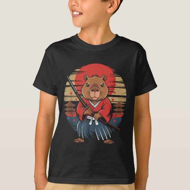 Japanese Samurai Capybara  T-Shirt (Front)