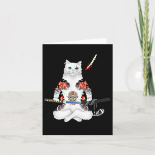 Japanese Samurai Cat Katana Ninja Yakuza Tattoo  Card