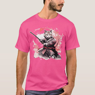 Japanese Samurai Cat Kawaii Ninja Cat T-Shirt