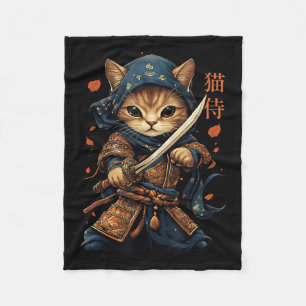 Japanese Samurai Cat Tattoo Kawaii Ninja Cat Cat W Fleece Blanket
