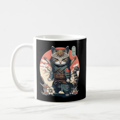 Japanese Samurai Cat Tattoo Kawaii Ninja Cat Coffee Mug