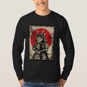 Japanese Samurai Cat Warrior Kawaii Ninja Ukiyo-e  T-Shirt