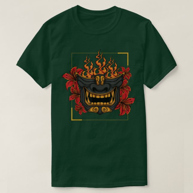 Japanese Samurai & Character I Samurai Mask  (2) T-Shirt (Design Front)