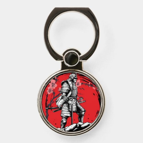 Japanese Samurai designed red white and black  Phone Ring Stand